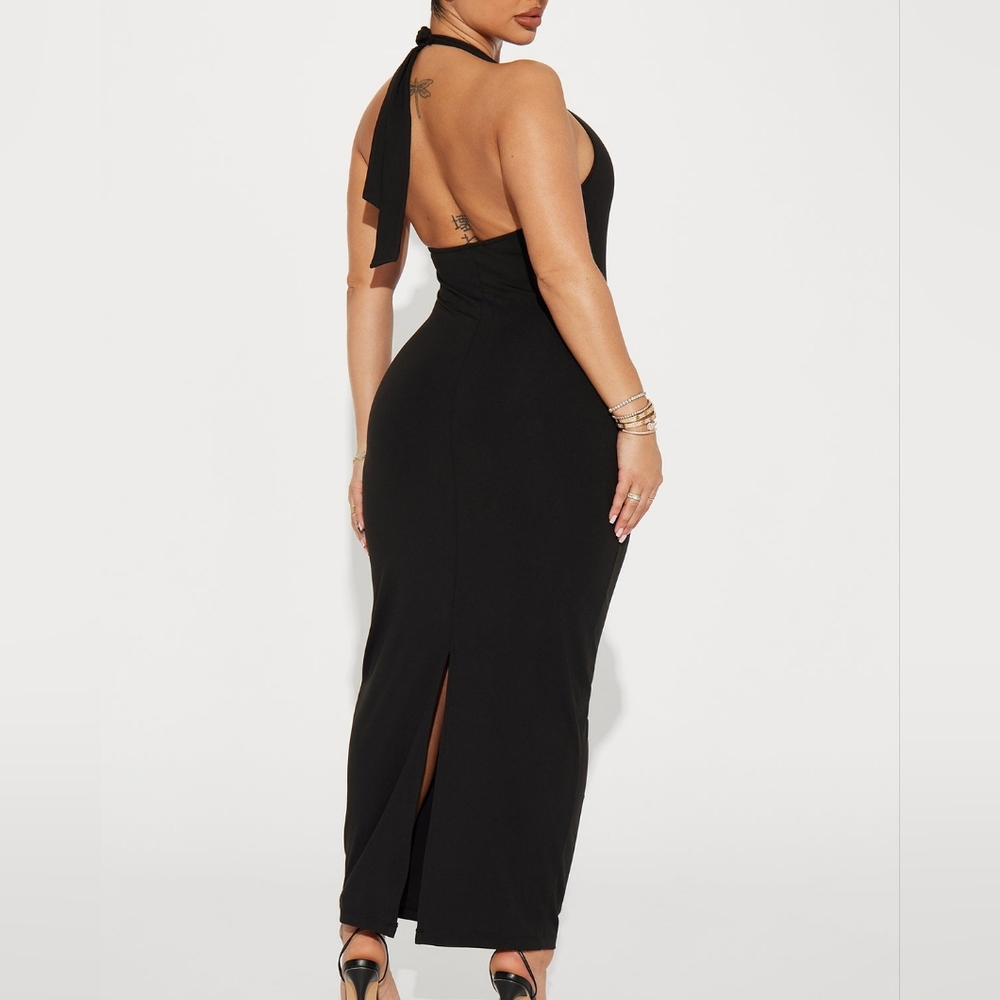 Fashion Nova  Ibiza Black Halter Cutout Dress Sz:Small - Picture 2 of 5